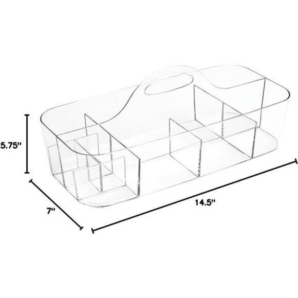 Clear Plastic Cosmetic Organizer Tote Makeup Storage Bin Bathroom Shower Caddy - Picture 3 of 7